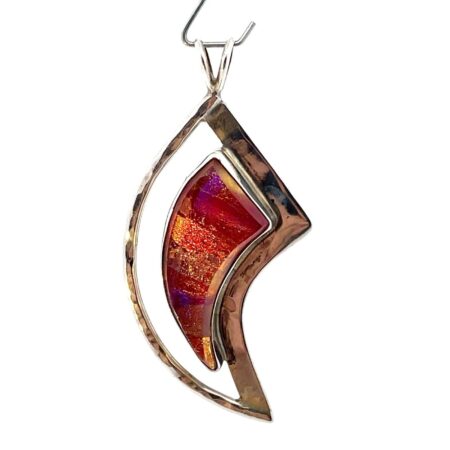Indigo Flameworks Handmade Dichroic Glass and Sterling Silver Pendant