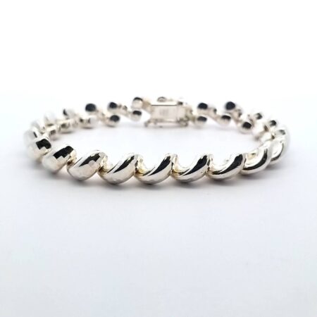 Milor Italy 8.5mm Diamond Cut San Marco Sterling Silver 7.25" Bracelet 16.6 Gram
