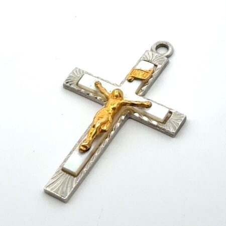 Vintage 1/20 12k Gold Filled & Mother of Pearl Cross Pendant 2.4g