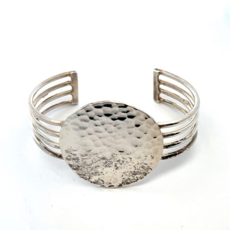 Mexico 925 Sterling Silver Round Hammered Cuff Bracelet 31.5g