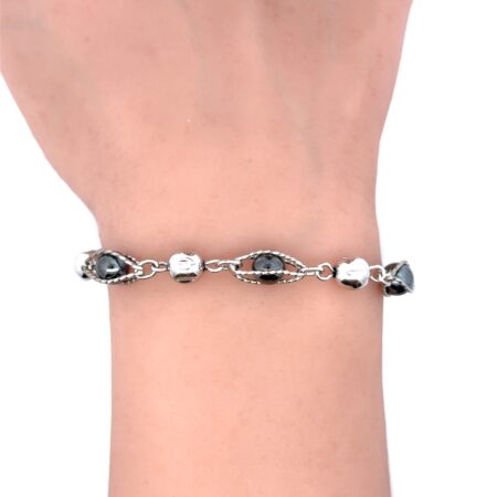 Amco .925 Sterling Silver & Hematite Bracelet - 6.5” Wrist, 8.2g