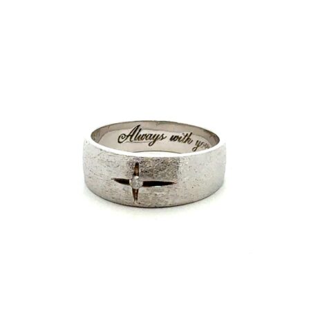 BGE 925 Sterling Silver Cross Cut Band Ring w/Small Diamond Size-11.5, 6.8g