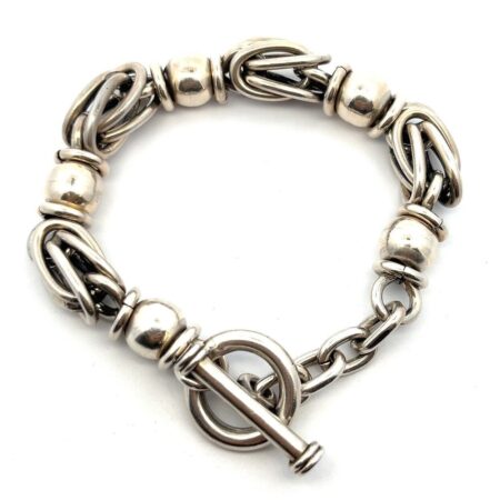 8” x 12mm 925 Sterling Silver Byzantine Chain Bracelet w/ Toggle Closure 61.3g
