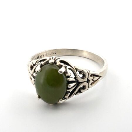 Size: 10.5 Kabana 925 Sterling Silver Green Onyx Cabochon Ring 3.5g