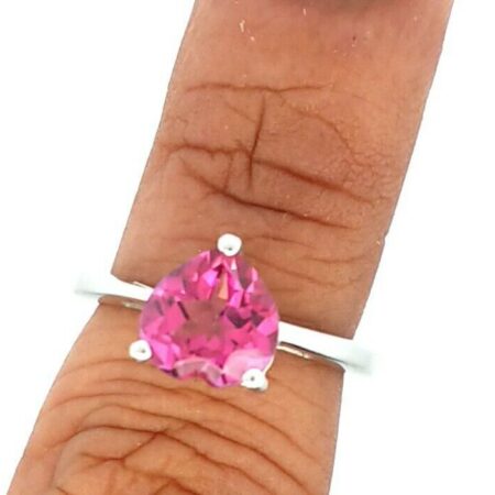 925 Sterling Silver And Pink Topaz Heart Ring 2.9 Grams Size-6