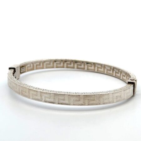 7” Roberto Magi 925 Sterling Silver Greek Key Hinged Bangle Bracelet 10.7g