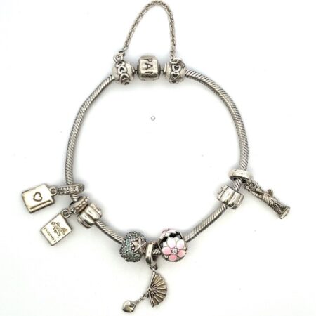 Pandora S925 ALE Snake Chain Charm Bracelet - 11 Charms - 925 Sterling Silver