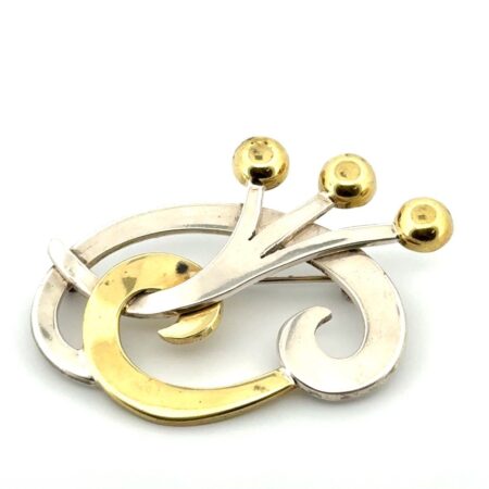 Laton Mexico 925 Sterling Silver Two-Tone Brooch/Pin 15.7g