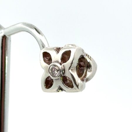 .925 Sterling Silver Pandora “ALE” Flower CZ Charm 3.2g