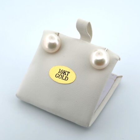 10k Yellow Gold 11mm Pearl Stud Earrings 3.2g