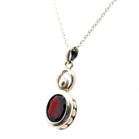 18” Lucas Lameth 925 Sterling Silver & Garnet Pendant Necklace 3.6g