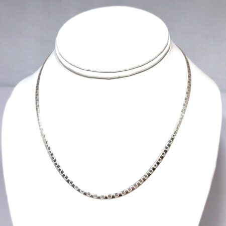 15” 925 Sterling Silver Greek Key Pattern Flat Herringbone Chain Necklace 5.5g