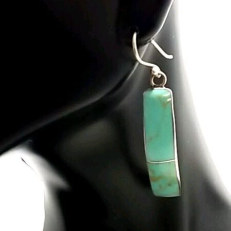 Vintage HOB Mexico Sterling Silver & Turquoise Dangle Earrings 9.2 Grams