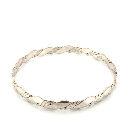 8” x 6.5mm Taxco Mexico 925 Sterling Silver Bangle Bracelet 14.9g