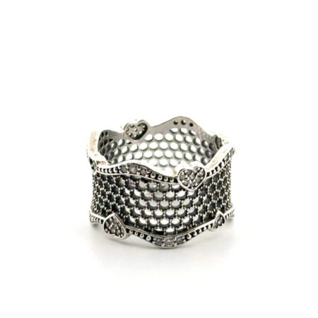 Size: 6 Pandora S925 Sterling Silver ALE Lace of Love Wide Band Ring 3.9g
