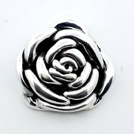 Rose Flower Love & Romance Charm Oxidized 925 Sterling Silver 3D Pendant 5.2Gram