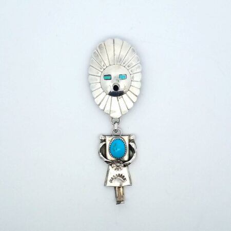 Vintage Sterling Silver Navajo Kachina Doll Brooch/Pin Turquoise 9.9 Grams