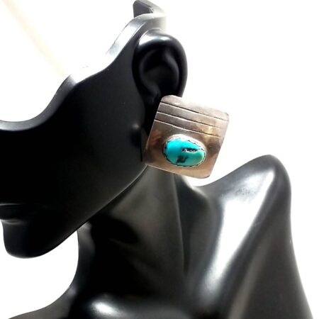 Sterling Silver & Turquoise Square Shape Earrings 8.0 Grams