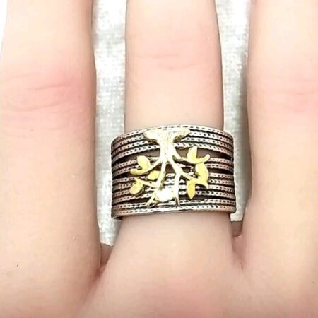 NWOT Or Paz Sterling Silver Two Tone Tree of Life Wide Ring 6.1 Grams Size-8.75