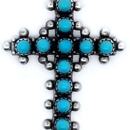 Vintage 925 Sterling Silver & Turquoise Cross Pendant 3.8 Grams