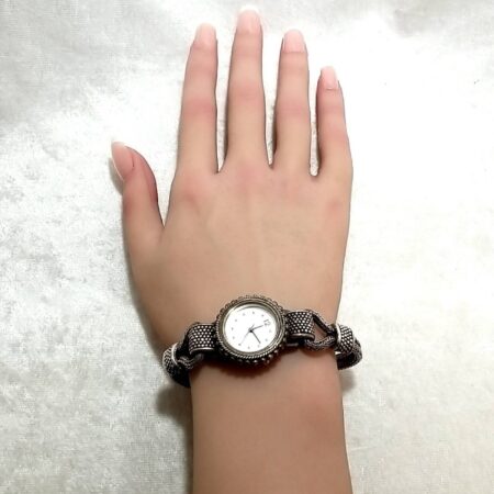 Vintage Signed BA Indonesia Sterling Silver Ornate Rope 8" Bracelet Watch
