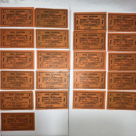 Lot of 21 Vintage 1950s Faber’s Sportland Surf Ave Coney Island NY Prize Coupons