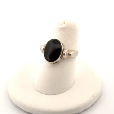 Size: 6 Reversible Onyx & Filigree 925 Sterling Silver Ring 4.6g