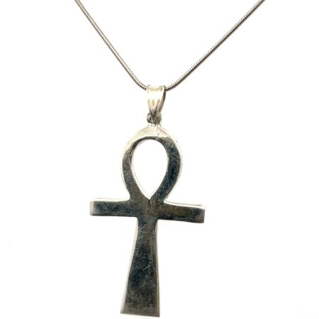 18” Snake Chain Necklace w/ Egyptian Ankh Key of Life Crux Ansata Pendant 9.8g