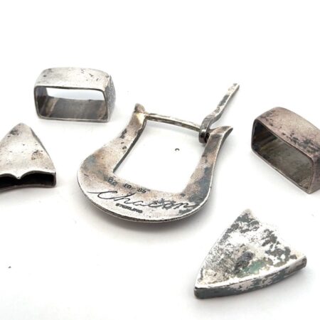 Vintage Chacon 1986 925 Sterling Silver 4 Piece Belt Buckle Set + Extra Tip 83g