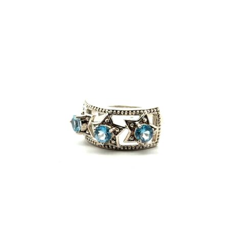Size-10 .925 Sterling Silver Blue Topaz Ring, Nicky Butler, 6.9g