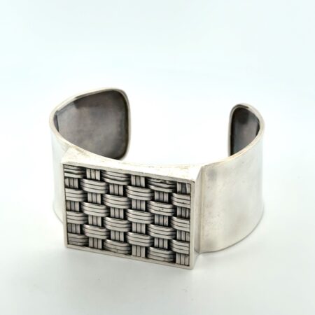 7” Large Wide Basket Weave 925 Sterling Silver Cuff Bracelet 52.3g