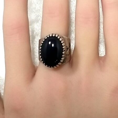 Sterling Silver Onyx Adjustable Size-8 Ring 11.9 Grams
