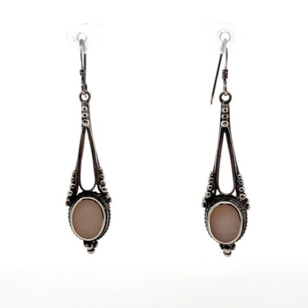 Vintage 925 Sterling Silver Mother of Pearl Teardrop Shaped Dangle Earrings 8.1g