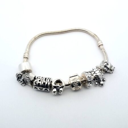 Snake Chain with 7 Charms 7.5 Inch Bracelet 29.2 Grams