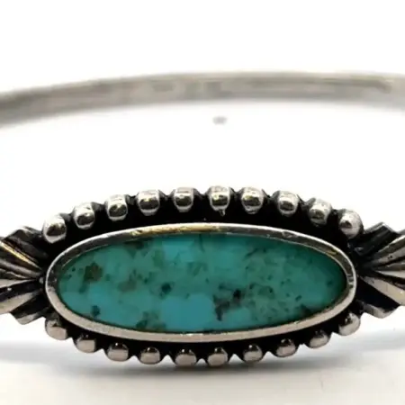 BOMA Sterling Silver Turquoise Hook 6.5” Bangle Bracelet 10.0 Grams