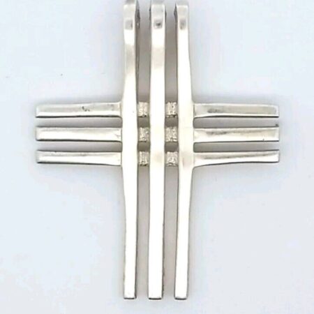 925 Sterling Silver Cross Floating Open Chain Slide Charm/Pendant 9.8 Grams