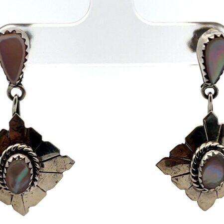 Sterling Silver with Mother of Pearl Drop Dangle 1.4” Long Earrings 4.1 Grams
