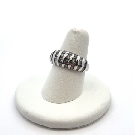 925 Sterling Silver Banded Cubic Zirconia Ring Size: 7