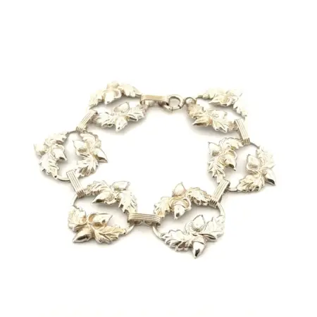6.5” Vintage Danecraft 925 Sterling Silver Acorn & Leaf Bracelet 13.7g