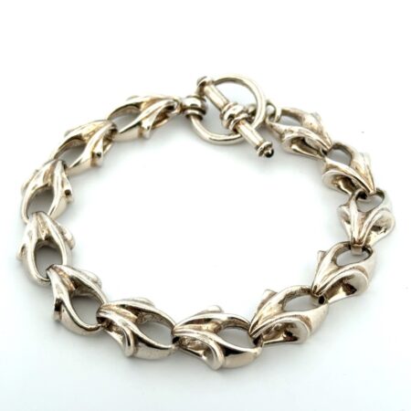 7” 925 Sterling Silver Toggle Clasp Tribal Link Bracelet 31.6g