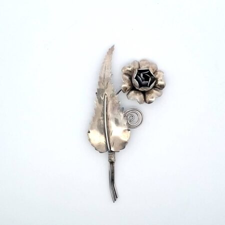 Vintage Sterling Silver Flower with Leaf Brooch/Pin 10.0 Grams