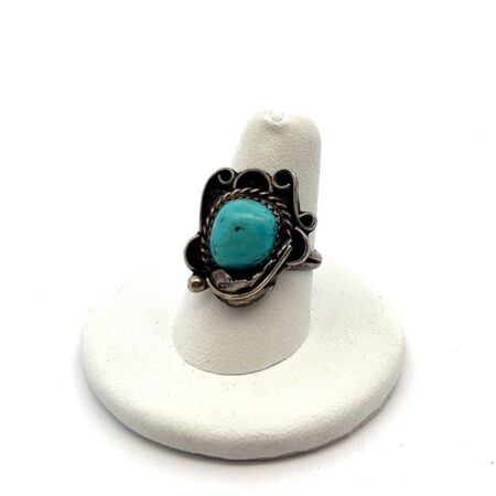 Vintage Navajo 925 Sterling Silver Turquoise Ring Size: 7 (5.3g)