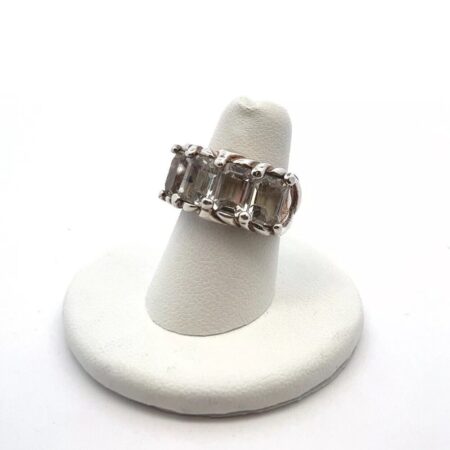 925 Sterling Silver Emerald Cut White Topaz Ring Size: 6.5