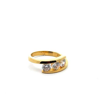 Ross Simons 925 Sterling Silver CZ 3 Stone Bypass Channel Ring, 3.4g