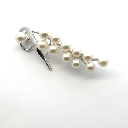 Vintage .925 Sterling Silver Japan Akoya Pearl Grape Cluster Brooch 6.4g