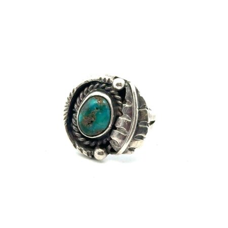 Vintage Native American 925 Sterling Silver Turquoise Ring, Size-5, 5.1g