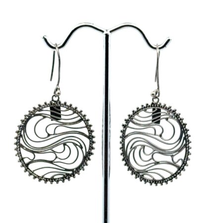 ATI ID .925 Sterling Silver Swirl Panel Earrings, 4.5g
