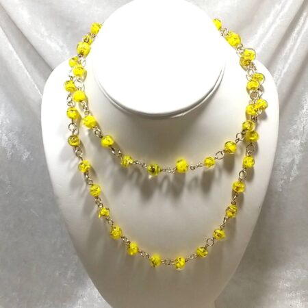 30" Murano Glass Yellow Beads Necklace
