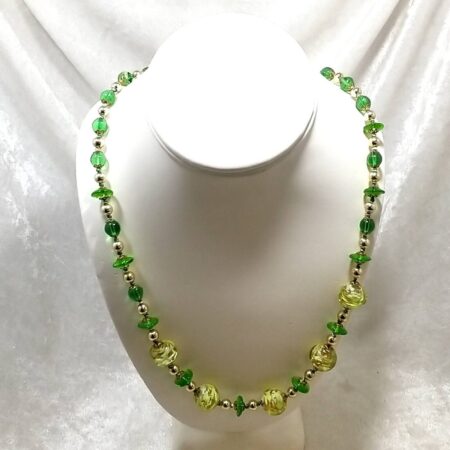 24" Green Murano Glass Bead Necklace