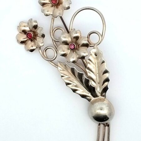 Art Nouveau Sterling Silver Paste Flower Brooch/Pin 12.8 Grams